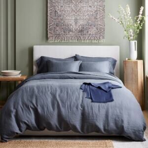 Quince European Linen Duvet Cover - Full/Queen Nightfall Blue NWOT